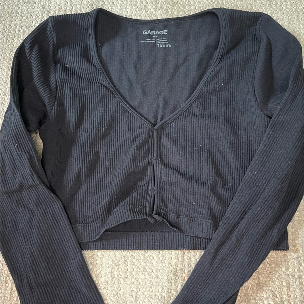 Garage long sleeve cut out top